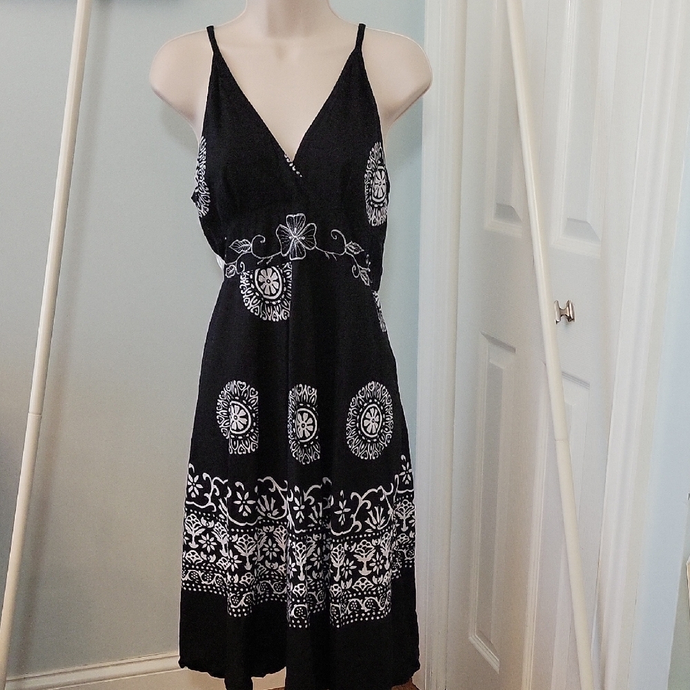Anthropologie Black and White Midi Dress